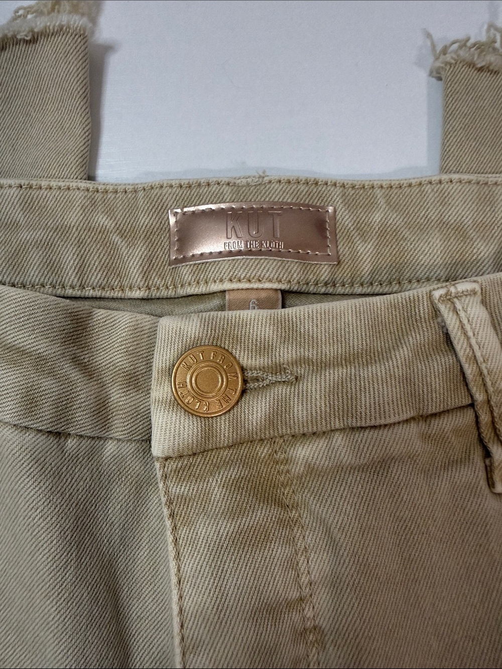 KUT from the Kloth Meg Fab AB Wide Leg Jeans - High Rise Tan / Khaki/ Neutral - Picture 8 of 11